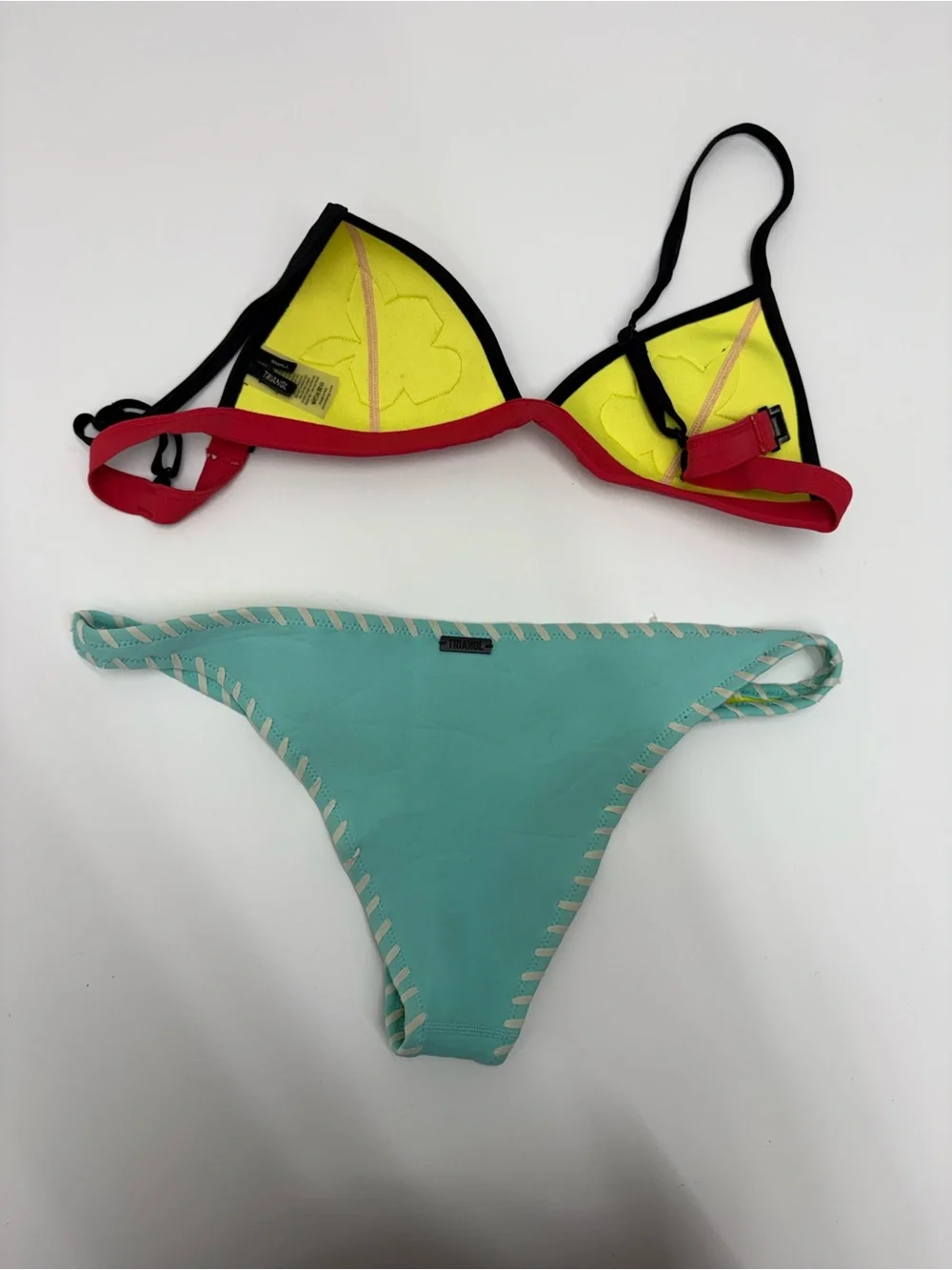 triangl swimwear Neon Yellow Bikini with Teal Trim